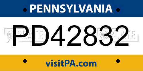 PD42832 Pennsylvania License Plate