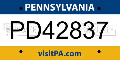 PD42837 Pennsylvania License Plate