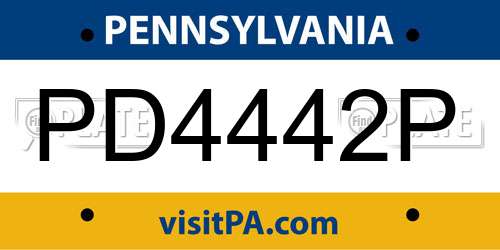 PD4442P Pennsylvania License Plate