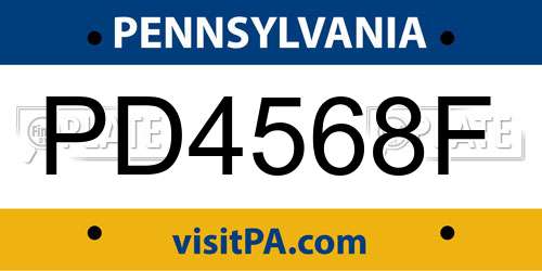 PD4568F Pennsylvania License Plate