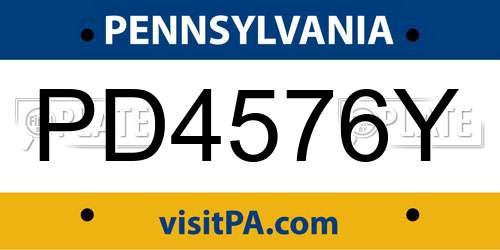 PD4576Y Pennsylvania License Plate