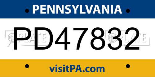 PD47832 Pennsylvania License Plate