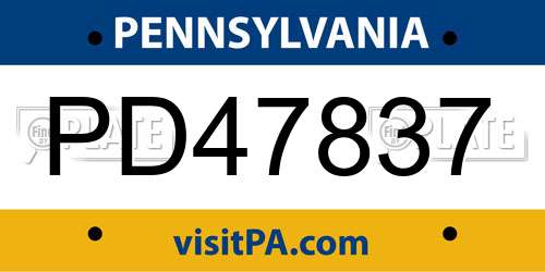 PD47837 Pennsylvania License Plate