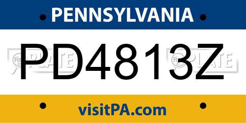 PD4813Z Pennsylvania License Plate