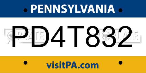 PD4T832 Pennsylvania License Plate
