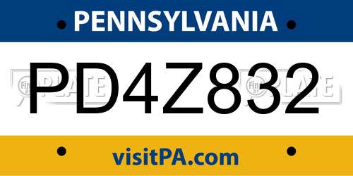 PD4Z832 Pennsylvania License Plate