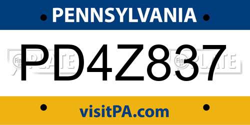 PD4Z837 Pennsylvania License Plate