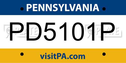 PD5101P Pennsylvania License Plate