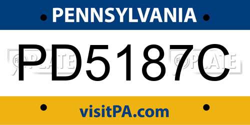 PD5187C Pennsylvania License Plate