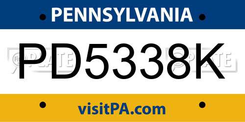 PD5338K Pennsylvania License Plate