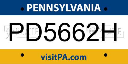 PD5662H Pennsylvania License Plate