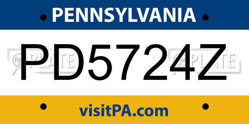PD5724Z Pennsylvania License Plate