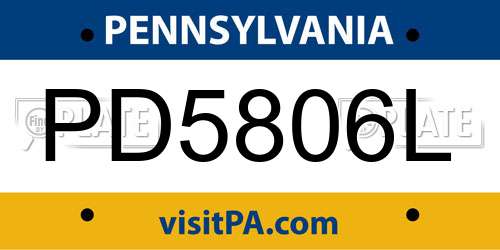 PD5806L Pennsylvania License Plate