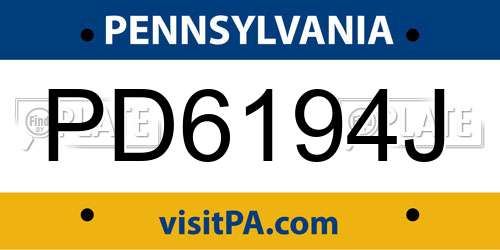 PD6194J Pennsylvania License Plate