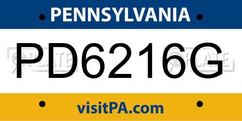 PD6216G Pennsylvania License Plate