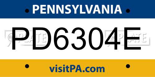 PD6304E Pennsylvania License Plate