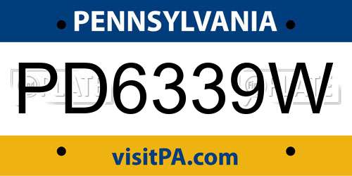 PD6339W Pennsylvania License Plate