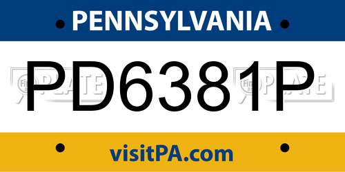PD6381P Pennsylvania License Plate