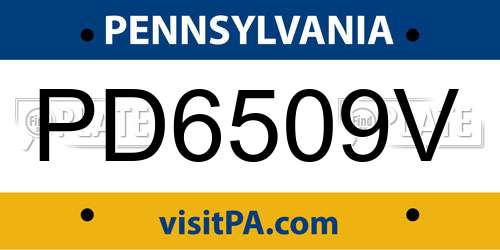 PD6509V Pennsylvania License Plate