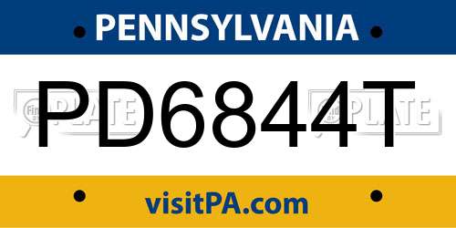 PD6844T Pennsylvania License Plate