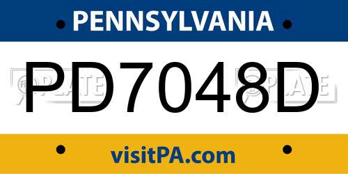 PD7048D Pennsylvania License Plate
