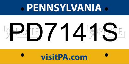 PD7141S Pennsylvania License Plate