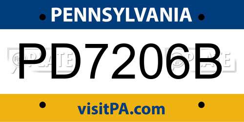 PD7206B Pennsylvania License Plate