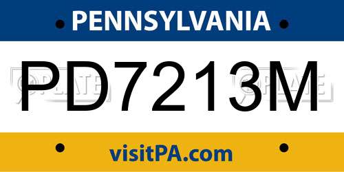 PD7213M Pennsylvania License Plate