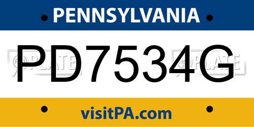 PD7534G Pennsylvania License Plate
