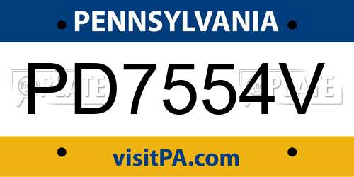 PD7554V Pennsylvania License Plate