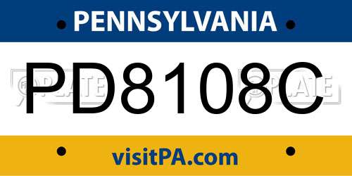 PD8108C Pennsylvania License Plate