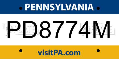 PD8774M Pennsylvania License Plate