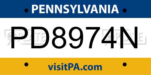PD8974N Pennsylvania License Plate