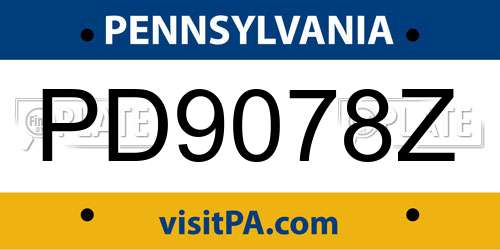 PD9078Z Pennsylvania License Plate