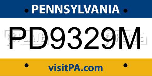 PD9329M Pennsylvania License Plate