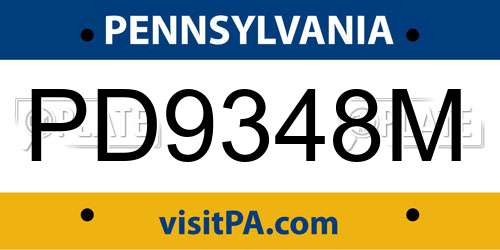 PD9348M Pennsylvania License Plate