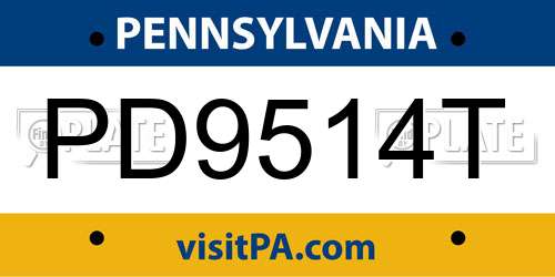 PD9514T Pennsylvania License Plate
