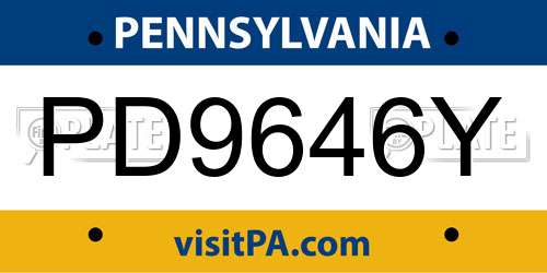PD9646Y Pennsylvania License Plate
