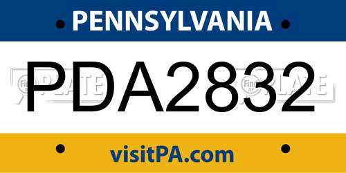 PDA2832 Pennsylvania License Plate