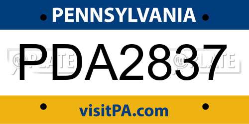 PDA2837 Pennsylvania License Plate