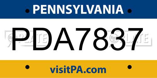 PDA7837 Pennsylvania License Plate