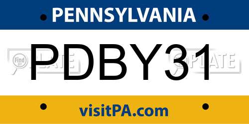 PDBY31 Pennsylvania License Plate
