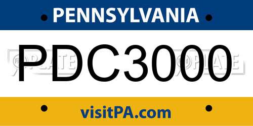 PDC3000 Pennsylvania License Plate
