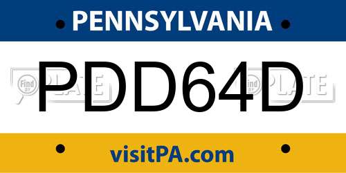 PDD64D Pennsylvania License Plate