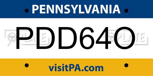 PDD64O Pennsylvania License Plate