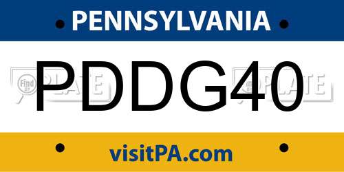 PDDG40 Pennsylvania License Plate