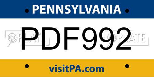 PDF992 Pennsylvania License Plate