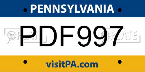 PDF997 Pennsylvania License Plate