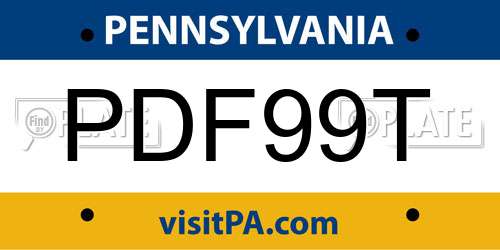 PDF99T Pennsylvania License Plate