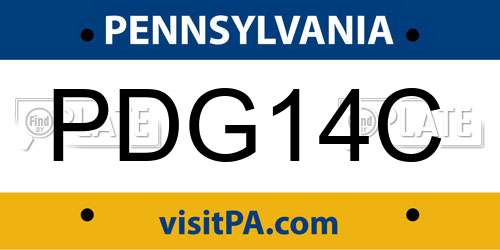 PDG14C Pennsylvania License Plate